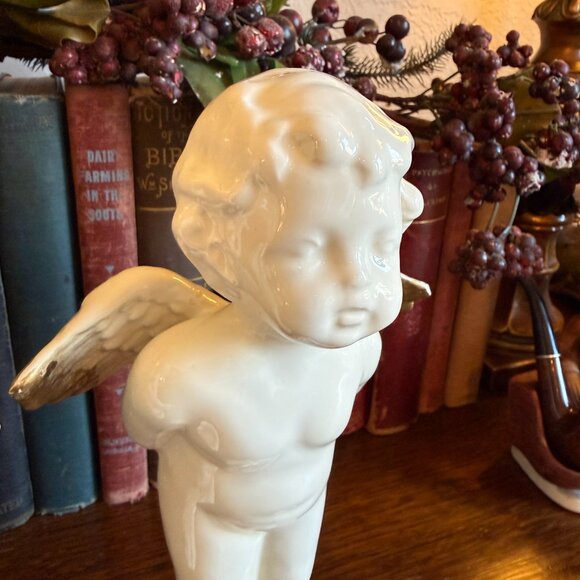 2 Vintage Angel Babies standing on clouds with Gold Tip Wings - Picture 12 of 14